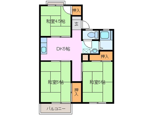 近鉄富田駅 徒歩10分 2階の物件間取画像